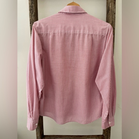 Saddlebred Long Sleeve Button Down Red and White Striped Shirt Size Large. - Picture 2 of 3